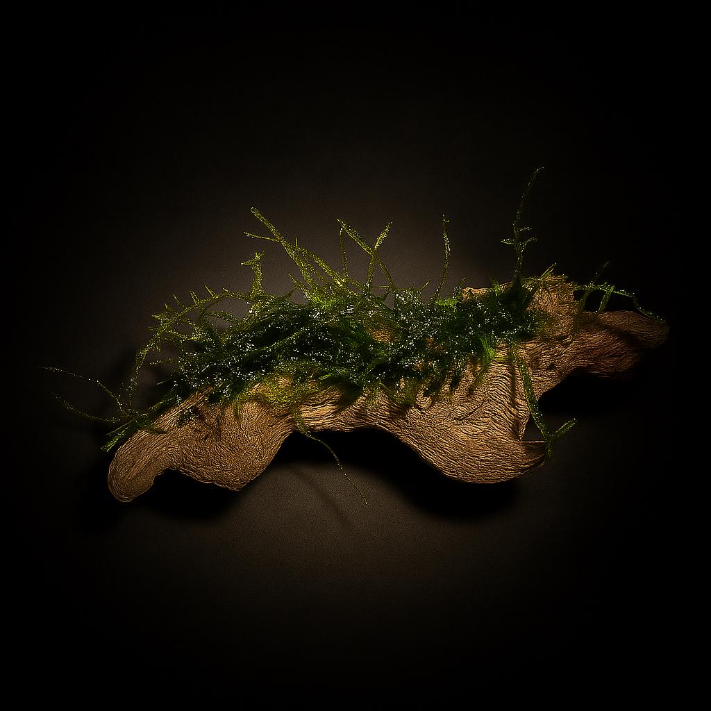 coral driftwood with Java moss