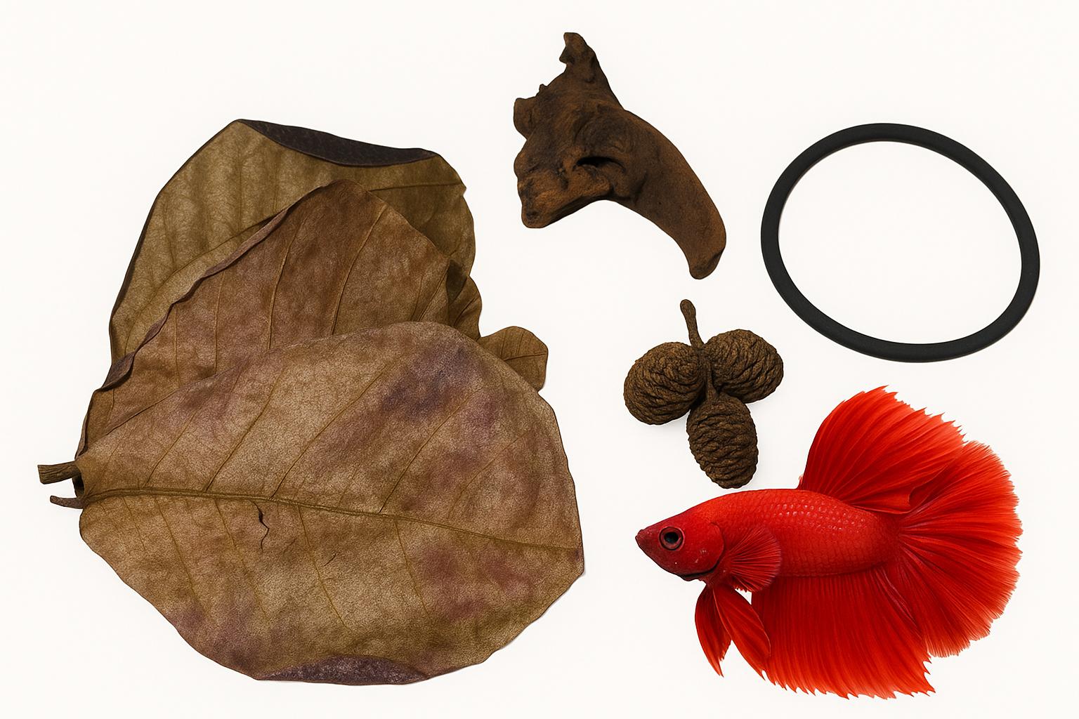 Aquarium Tannin Pack for Betta w/ Driftwood and Free Floating Feeding Ring