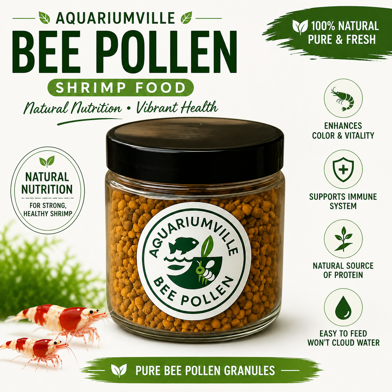 Bee Pollen Granules – Natural Shrimp Food Supplement for Freshwater Tanks