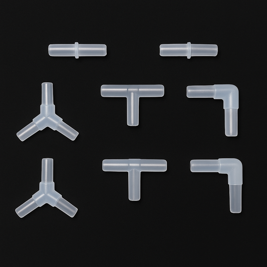Aquarium Airline Tubing Connectors – 8-Pack (T, Y, L Elbow & Straight) – 3/16” Air Hose Splitters/Fittings for Fish Tanks