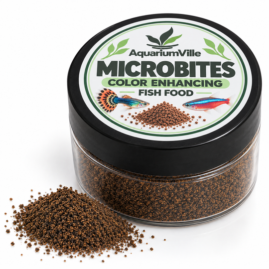 AquariumVille MicroBites – Color Enhancing Fish Food for Small Tropical Fish (0.5–1 mm)
