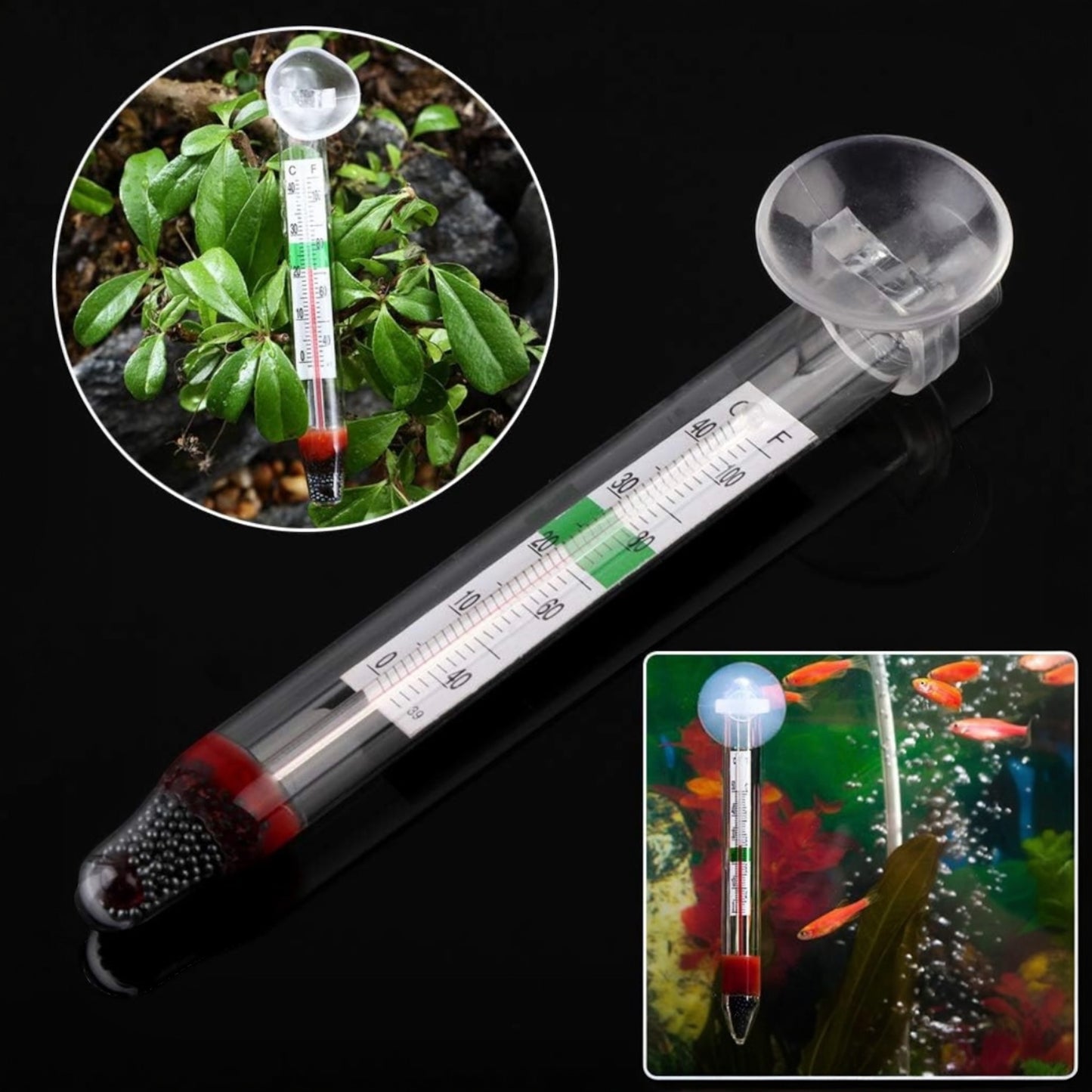 Aquarium Glass Thermometer | Fish & Reptile Tank Temperature Gauge