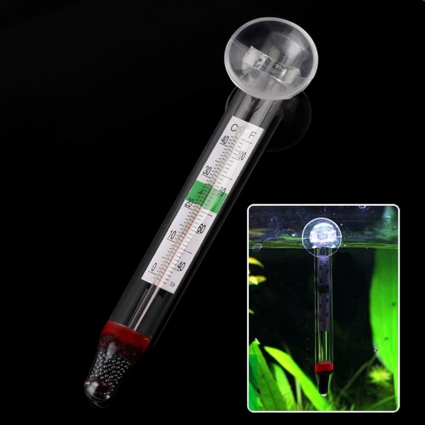 Aquarium Glass Thermometer | Fish & Reptile Tank Temperature Gauge