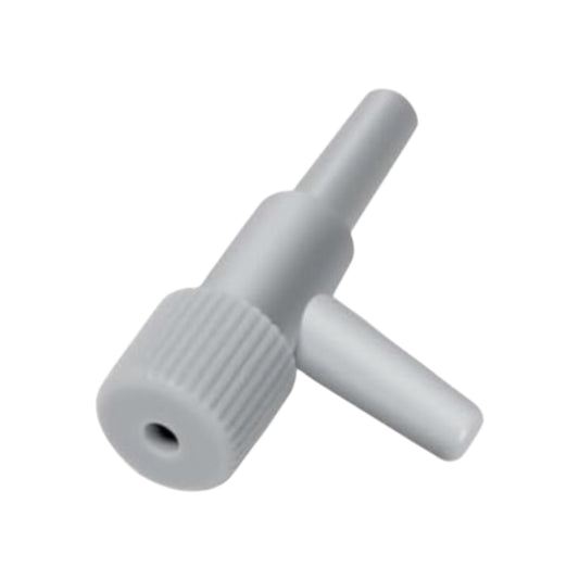 Aquarium single-way air flow control valve made of gray plastic, used to adjust air pump pressure in airline tubing for sponge filters, air stones, and bubbler