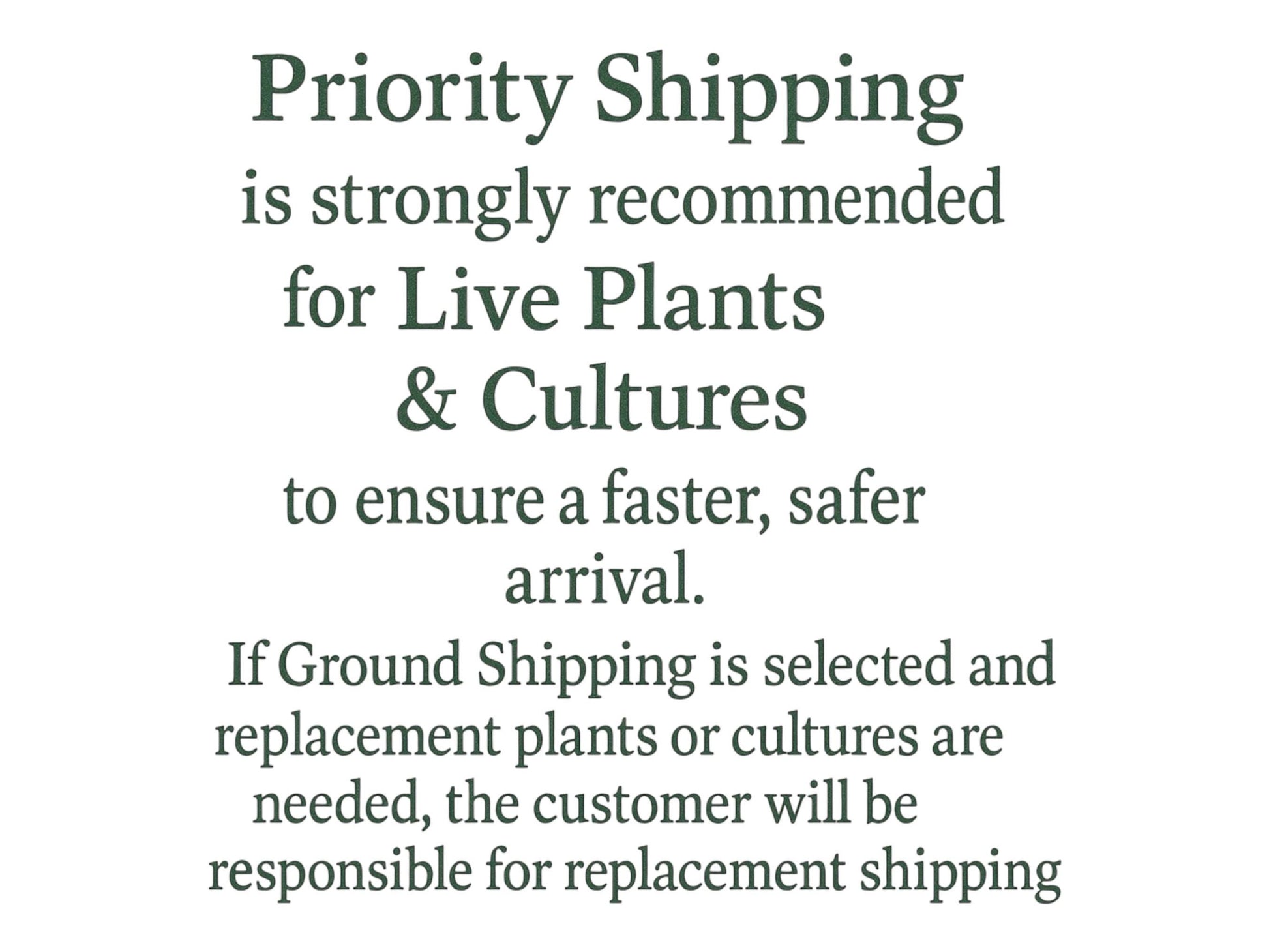 visual description of the importance of shipping plants priority mail