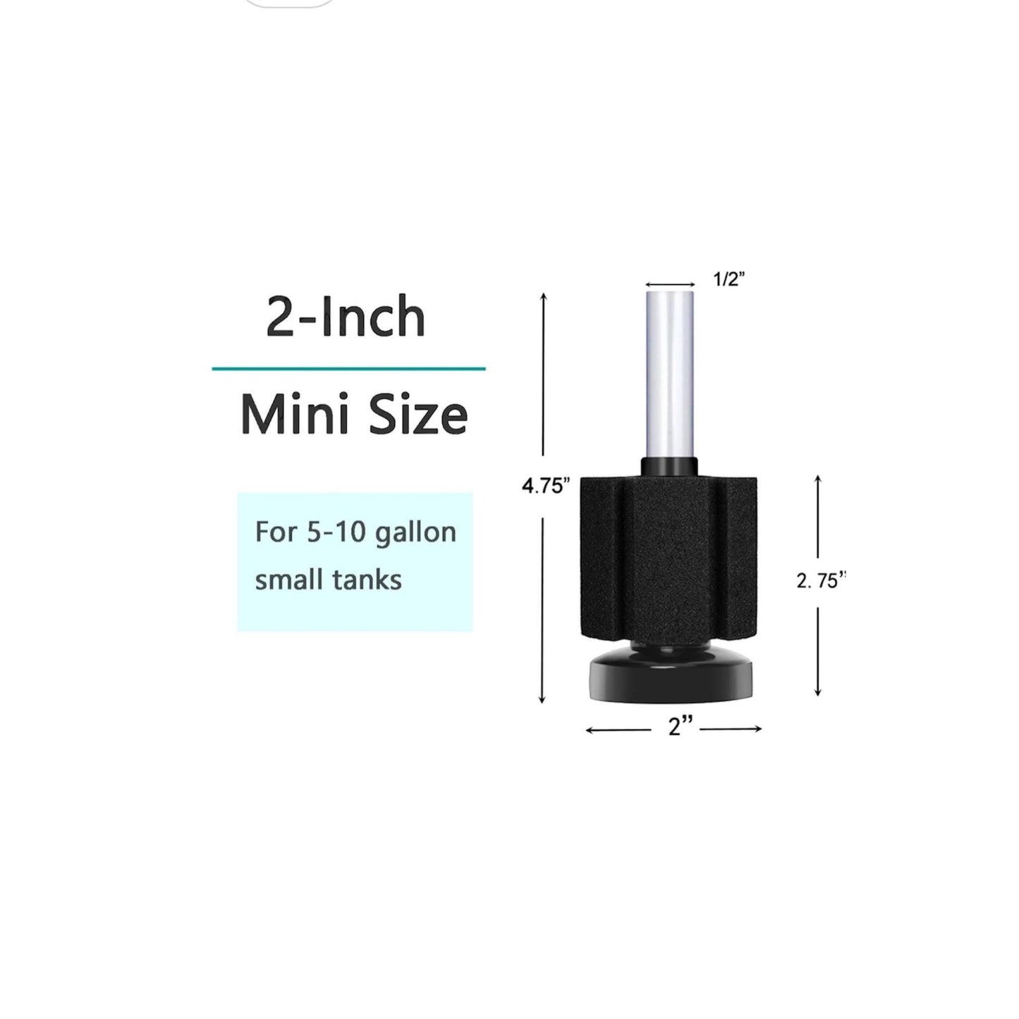 Aquarium Sponge Filter Kit – Sponge Filter, Airline Tubing, Check Valve, Control Valve & Suction Cups