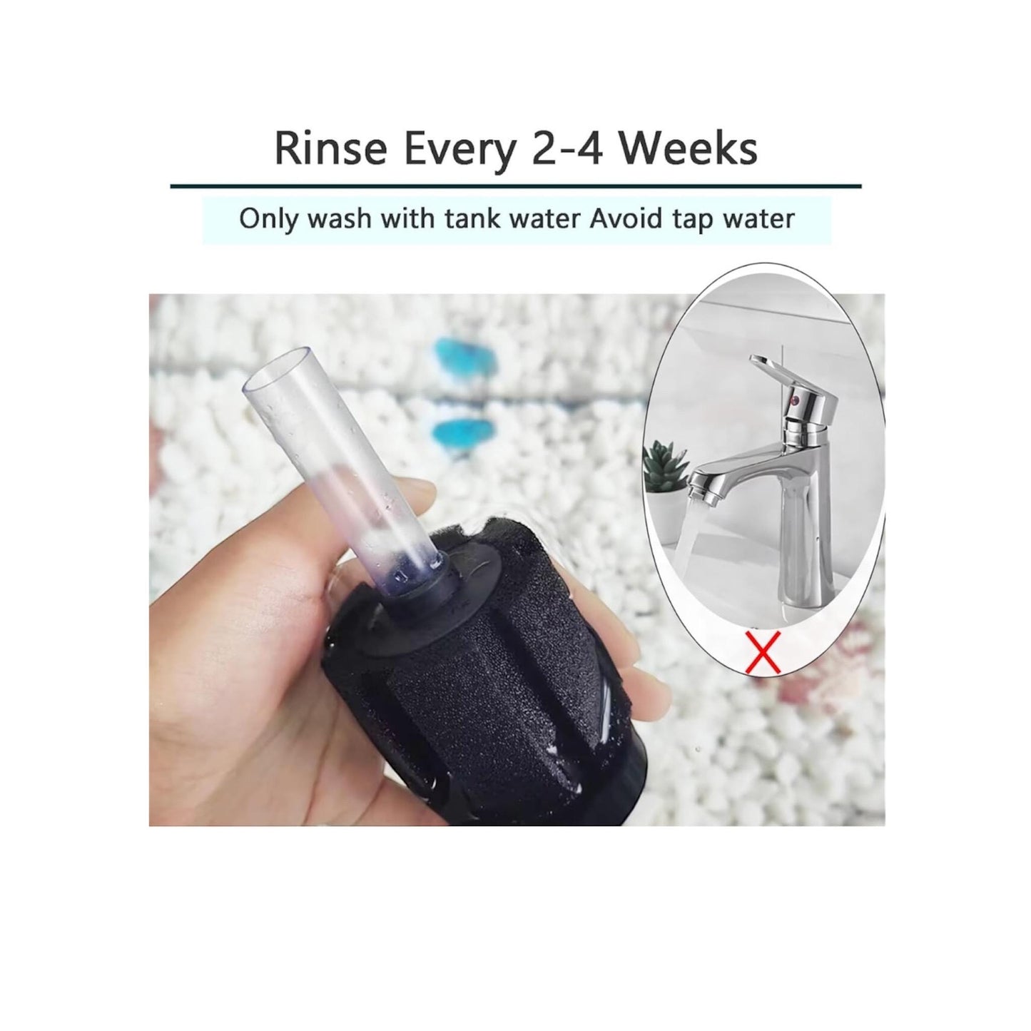 Aquarium Sponge Filter Kit – Sponge Filter, Airline Tubing, Check Valve, Control Valve & Suction Cups