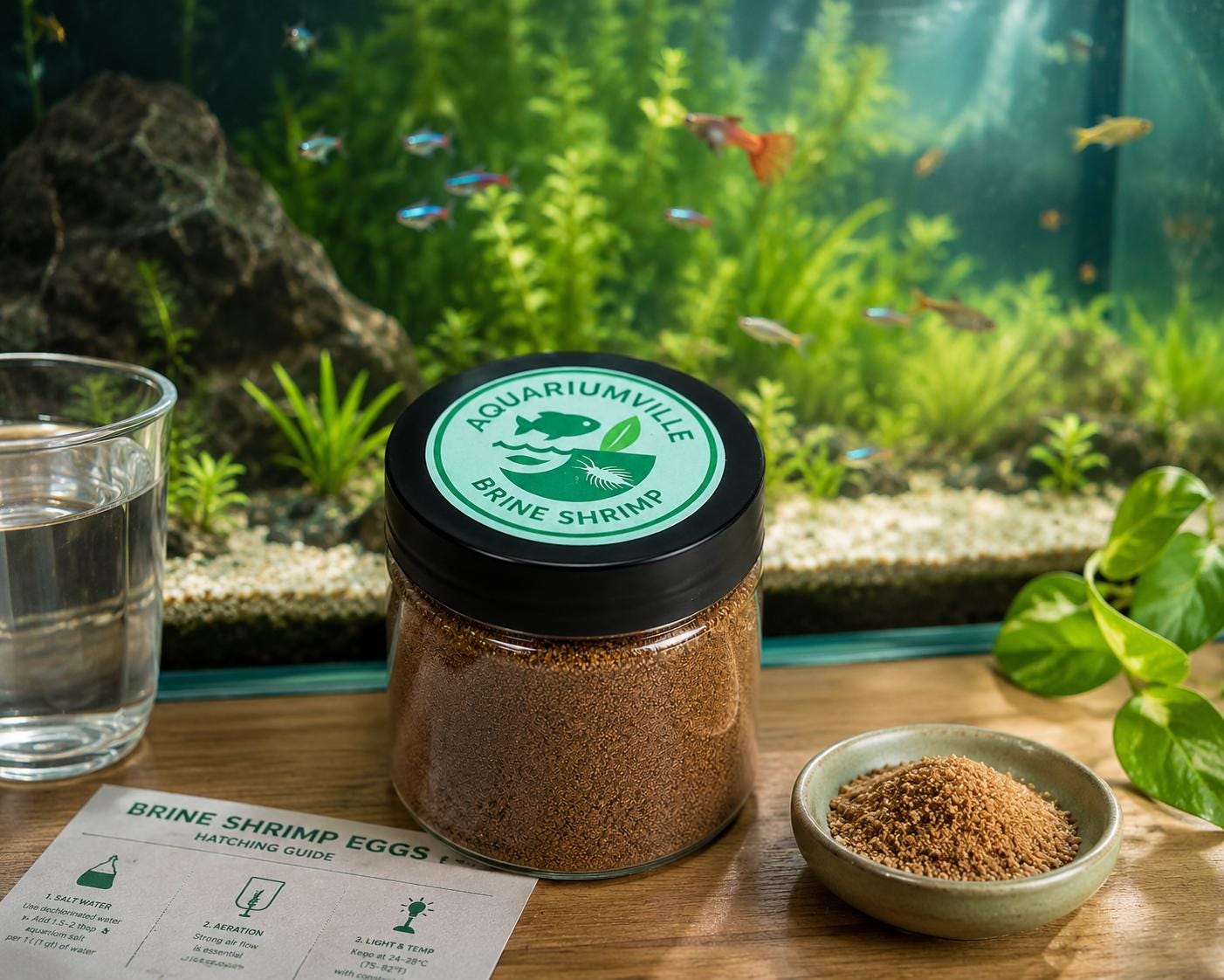 AquariumVille Brine Shrimp Eggs 1 oz | High Hatch Rate Artemia Cysts for Fish Fry, Bettas, Guppies & Aquarium Fish Food
